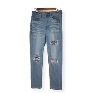 American Eagle Distressed Mom Straight Jeans.